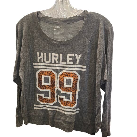 Hurley Sport Crop Burn Out Sweatshirt in Heather Gray EUC Size Small - Picture 3 of 4